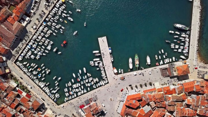 rovinj port bird view
